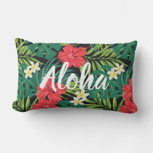 Coussin D'extérieur Luna Hibiscus Garden Hawaiian - Rouge et Noir