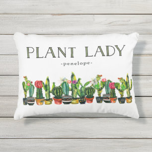 Coussin D'extérieur Madame à la mode et drôle de plante avec le cactus