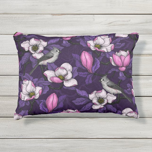 Coussin D'extérieur Magnolia en floraison et tireur 4 (Devant)