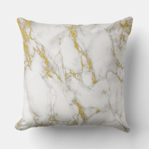Coussin D'extérieur Marbre blanc Pierre or Parties scintillant Accent