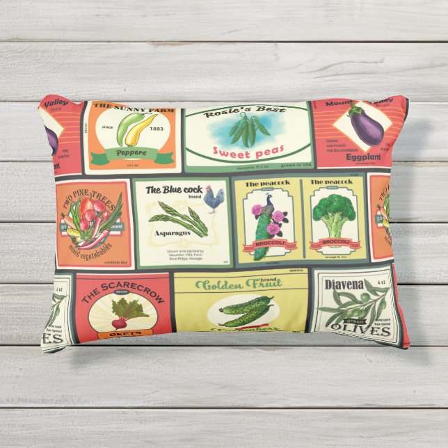 Coussin D'extérieur Marchandises en conserve vintages - étiquettes de  (Devant)