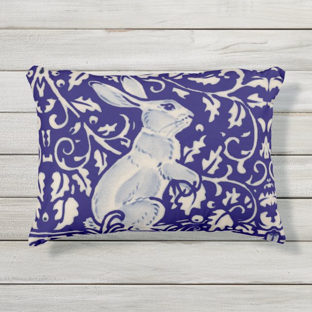Coussin D'extérieur Marine Blue White Rabat Floral Scrolls Dedham Delf (Devant)
