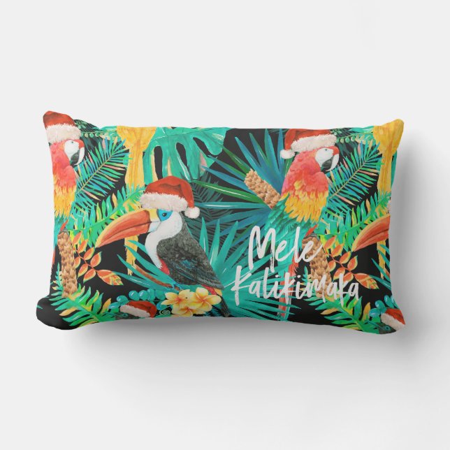 Coussin D'extérieur Mele Kalikimaka Oiseaux de la jungle tropicale (Recto)