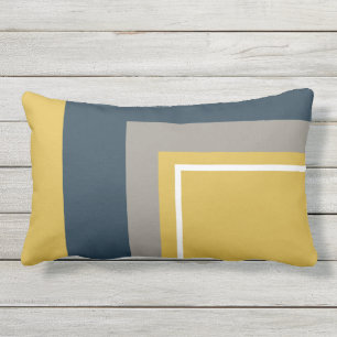 Coussin D'extérieur Mi-cadre minimaliste Mustard Navy Gris