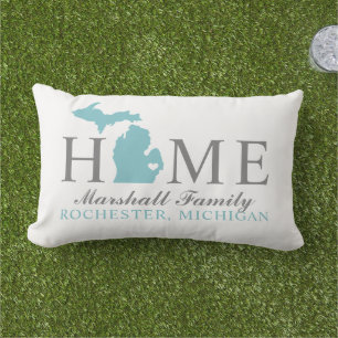 Coussin D'extérieur Michigan Accueil Aqua Blue Custom City Heart