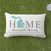 Michigan Accueil Aqua Gris Famille Monogramme