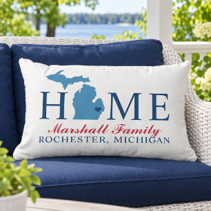 Coussin D'extérieur Michigan Maison État Bleu Script Famille