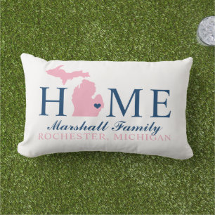 Coussin D'extérieur Michigan Maison Monogramme Rose Famille Navy