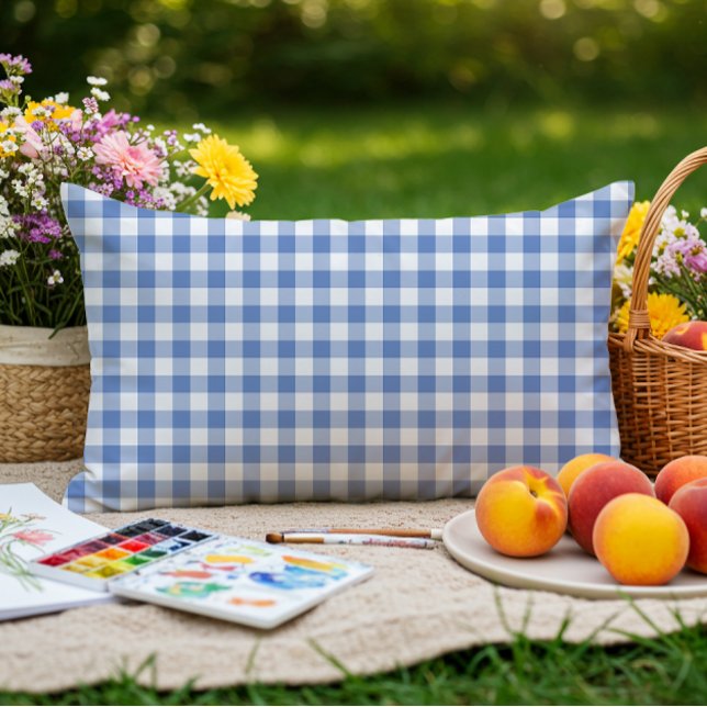 Coussin D'extérieur Mini En vichy Check Cornflower Blue Plaid Motif (Créateur téléchargé)