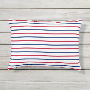 Coussin D'extérieur Minimaliste en bandes rouge et bleue Motif moderne
