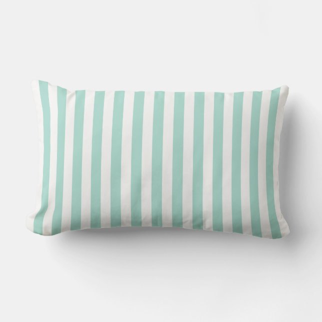 Coussin D'extérieur Mint Green French Beach Stripe (Recto)