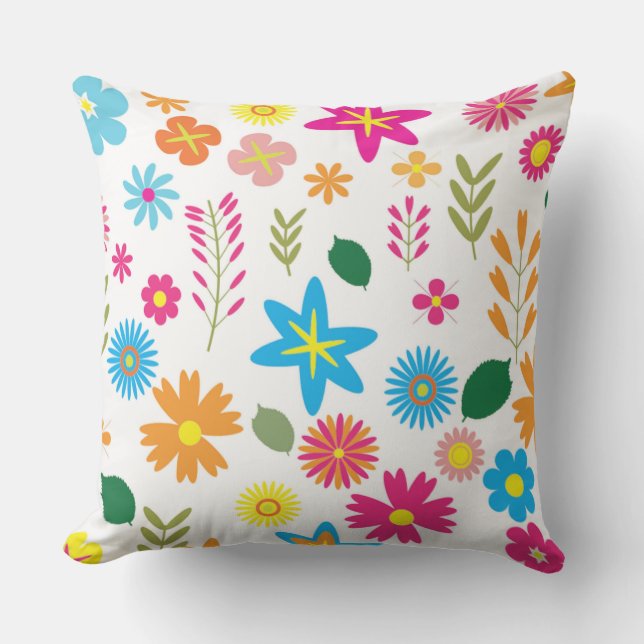 COUSSIN D'EXTÉRIEUR MODÈLE FLORAL COLORÉ (Recto)