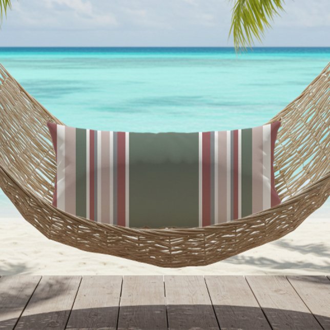 Coussin D'extérieur Moderne rayé rose poussiéreux vert sauge gris (Créateur téléchargé)