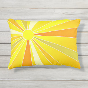 Coussin D'extérieur Moderne réversible de soleil jaune