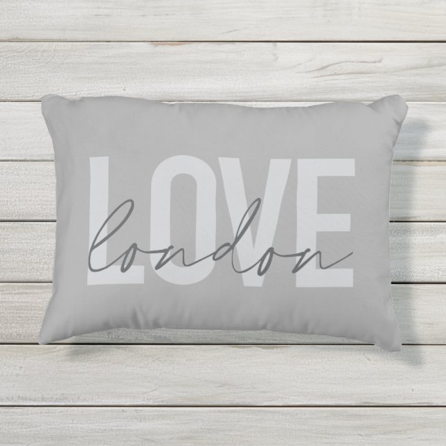 Coussin D'extérieur Moderne, urbain, simple, cool, design Love London (Dos)