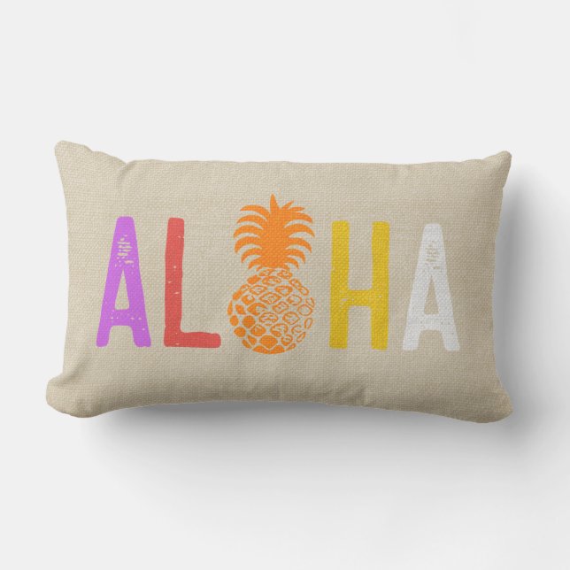 Coussin D'extérieur Momona Ananas Aloha Hawaiian Tropical Chaud (Recto)