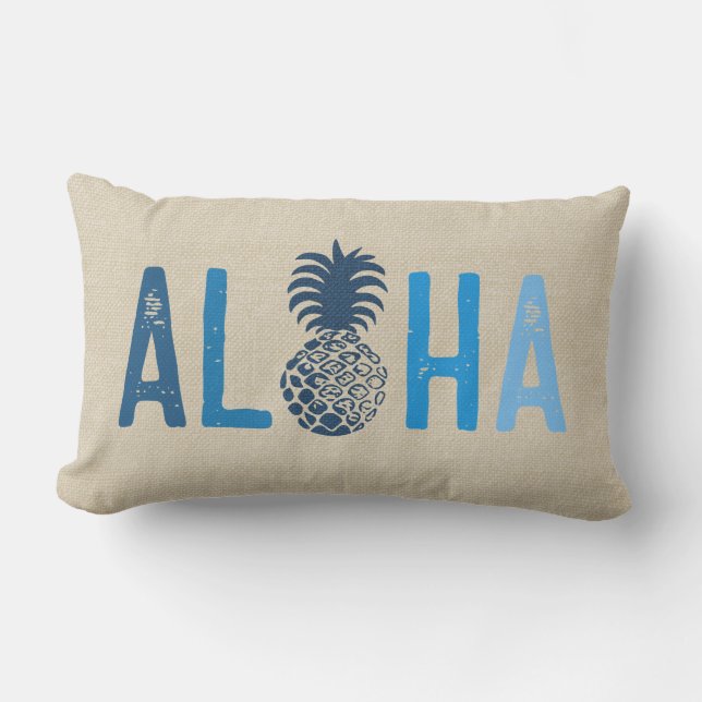 Coussin D'extérieur Momona Pineapple Aloha Hawaiian Tropical Indigo (Recto)