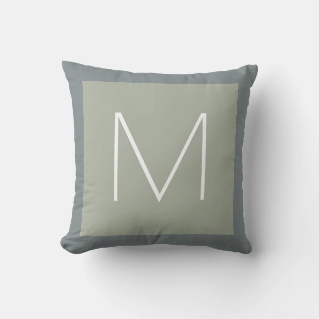 Coussin D'extérieur monogram M outdoor pillow with gray border (Recto)
