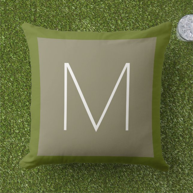 Coussin D'extérieur monogram outdoor pillow witgreen border (Herbe)