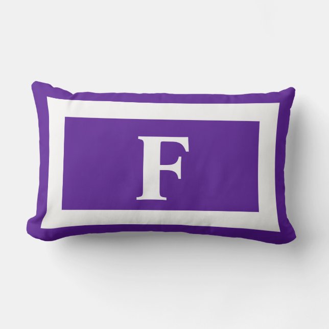 Coussin D'extérieur Monogramme blanc violet moderne (Recto)