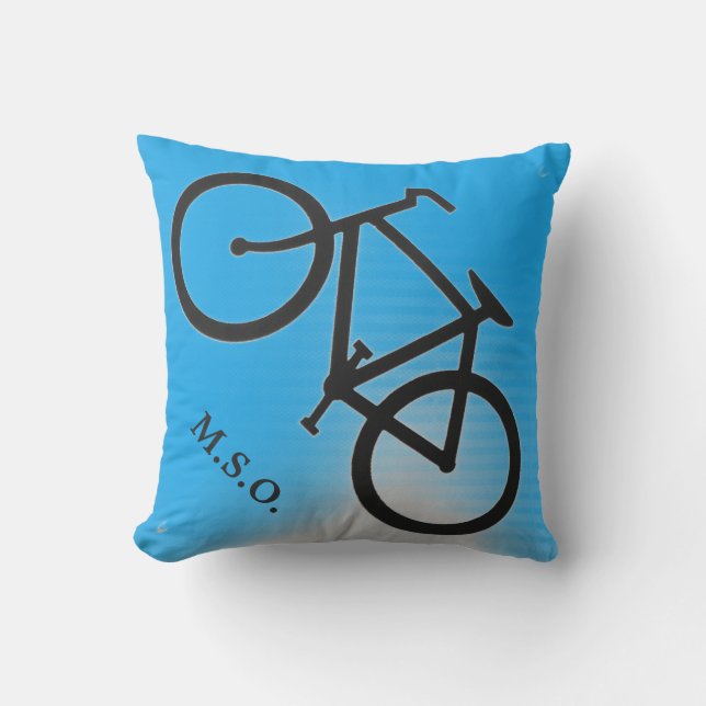 Coussin D'extérieur Monogramme bleu extérieur personnalisé sur Vélo si (Recto)