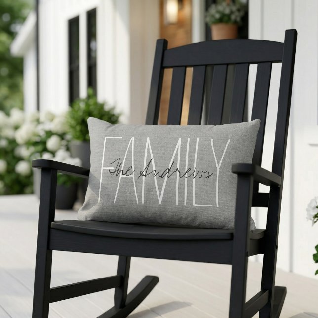 Coussin D'extérieur Monogramme de famille Gris Rustique (Créateur téléchargé)