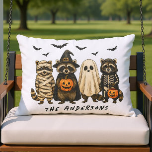 Coussin D'extérieur Monogramme de famille Halloween personnalisé