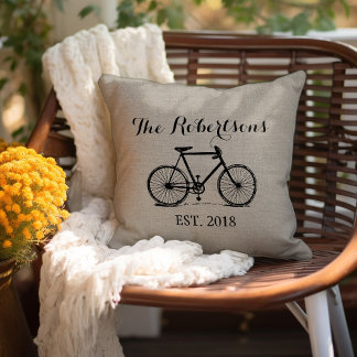 Coussin D'extérieur Monogramme de Mariage de vélo Vintage rustique