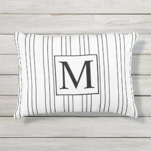 Coussin D'extérieur Monogramme noir et blanc de filet