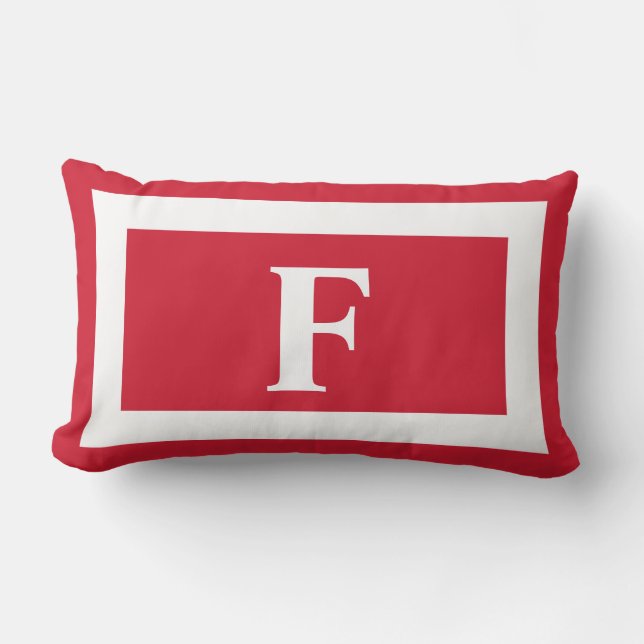 Coussin D'extérieur Monogramme original en gras rouge et blanc (Recto)