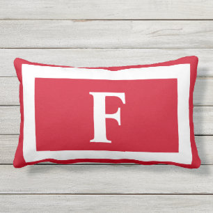 Coussin D'extérieur Monogramme original en gras rouge et blanc