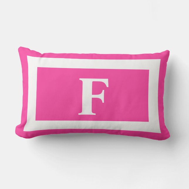 Coussin D'extérieur Monogramme original rose chaud (Recto)