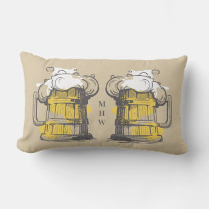 Coussin D'extérieur Monogramme personnalisé Illustration de la bière o