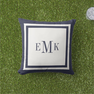 Coussin D'extérieur Monogramme sur mesure des points de ruban de la Ma