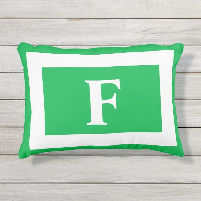 Coussin D'extérieur Monogramme vert initial été (Devant)