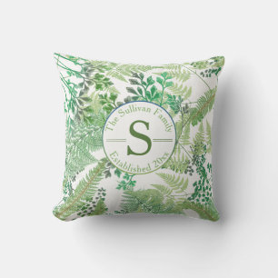Coussin D'extérieur Monogramme vintage de famille de verdure des