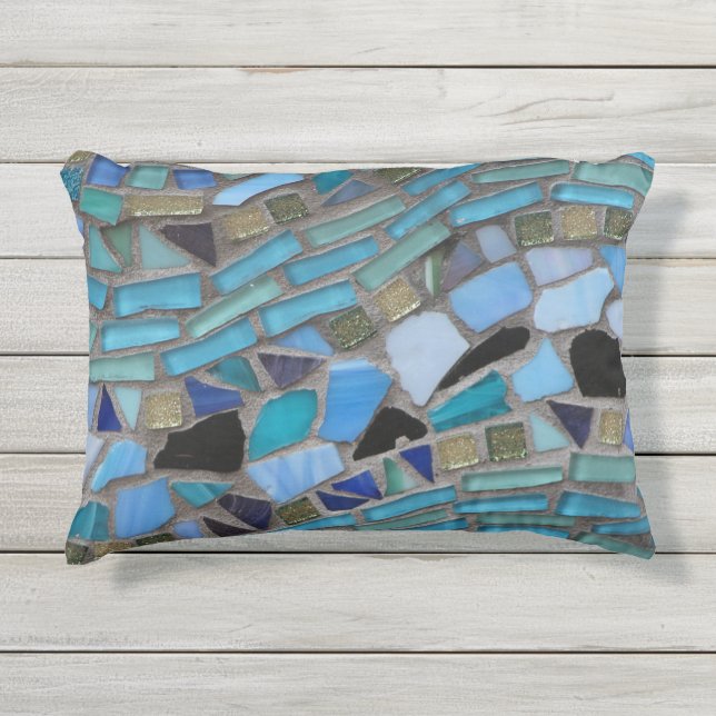 Coussin D'extérieur Mosaïque de verre bleu de la mer (Devant)
