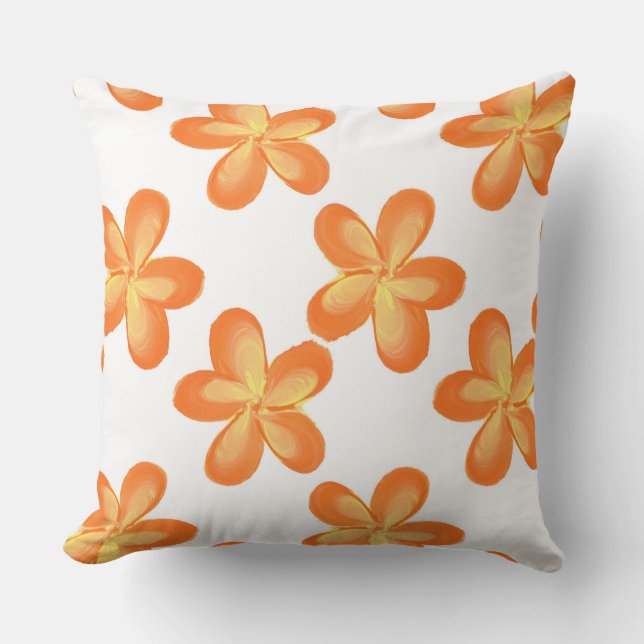 Coussin D'extérieur Motif à fleurs orange jaune (Recto)