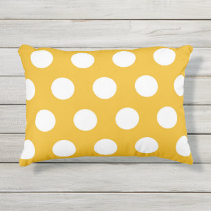 Coussin D'extérieur Motif à pois jaune et blanc