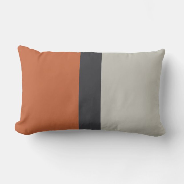 Coussin D'extérieur Motif à rayures gris argent rouge orange moderne (Recto)