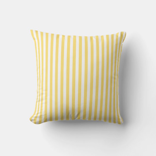 Coussin D'extérieur Motif à rayures jaunes et blanches (Recto)