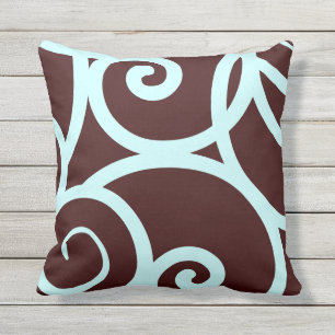 Coussin D'extérieur motif abstrait extérieur ou intérieur turquoise et