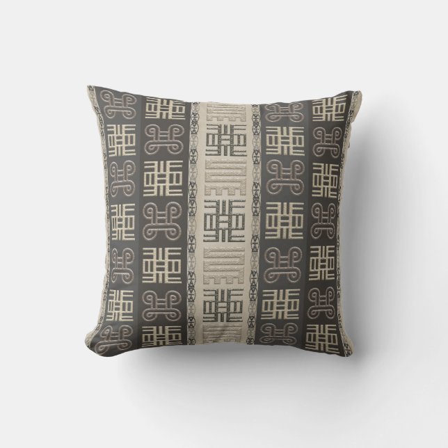Coussin D'extérieur motif africain avec des simbols d'Adinkra (Recto)