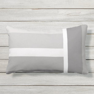 Coussin D'extérieur Motif blanc gris-foncé léger moderne de rayures