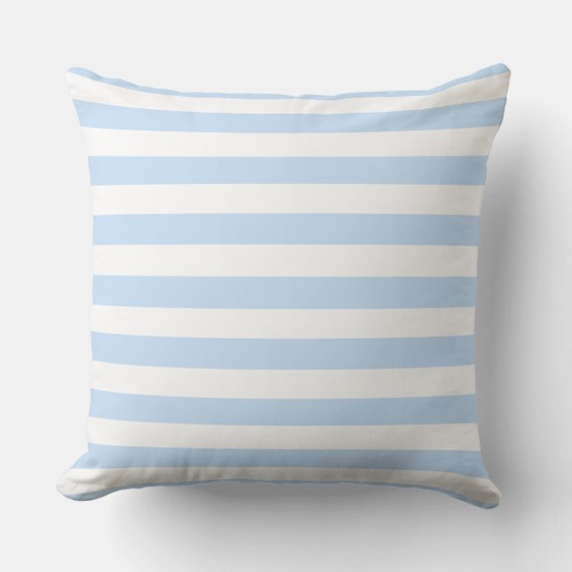 Coussin D'extérieur Motif bleu-clair et blanc moderne de rayures (Recto)