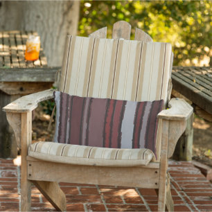 Coussin D'extérieur Motif Burgundy Red Grey Mauve Taupe Stripes