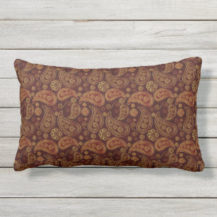 Coussin D'extérieur Motif chic élégant Gold et Bronze Paisley