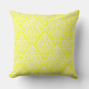 Coussin D'extérieur Motif damassé jaune blanc frais et tendance