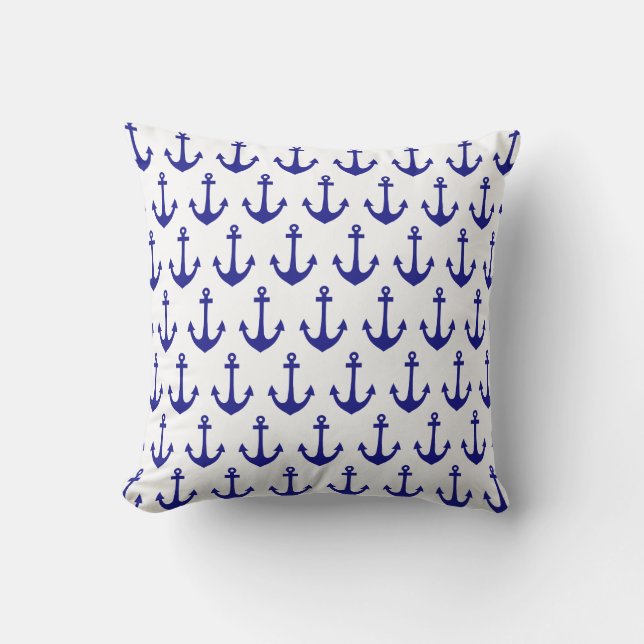 Coussin D'extérieur Motif d'Ancres nautiques bleu marine (Recto)