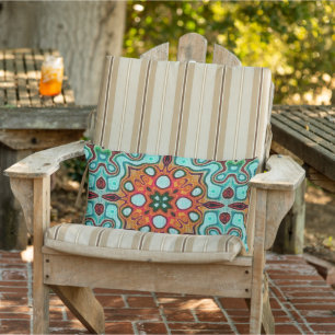 Coussin D'extérieur Motif d'art de carreaux boho méditerranéen marocai